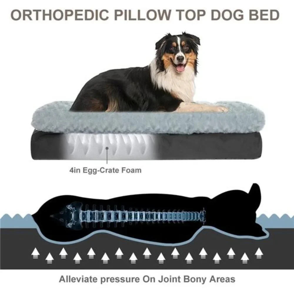 Orthopedic Dog Bed, Washable Dog Bed with Egg Foam Support, Waterproof Dog Bed